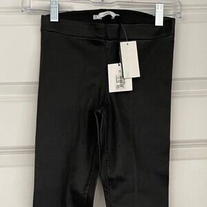 VINCE BLACK LAMB STRETCH LEATHER STRAIGH PANTS WITH ANKLE ZIP- SIZE XXS- TAGS ON